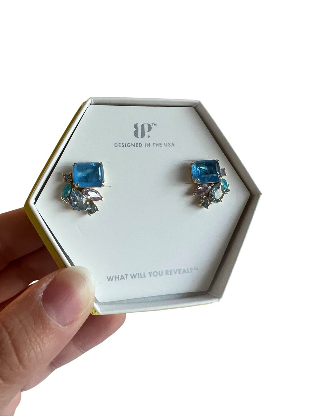 Bomb Party A Symphony Of Gems Gold Plated Statement Earrings - NIB